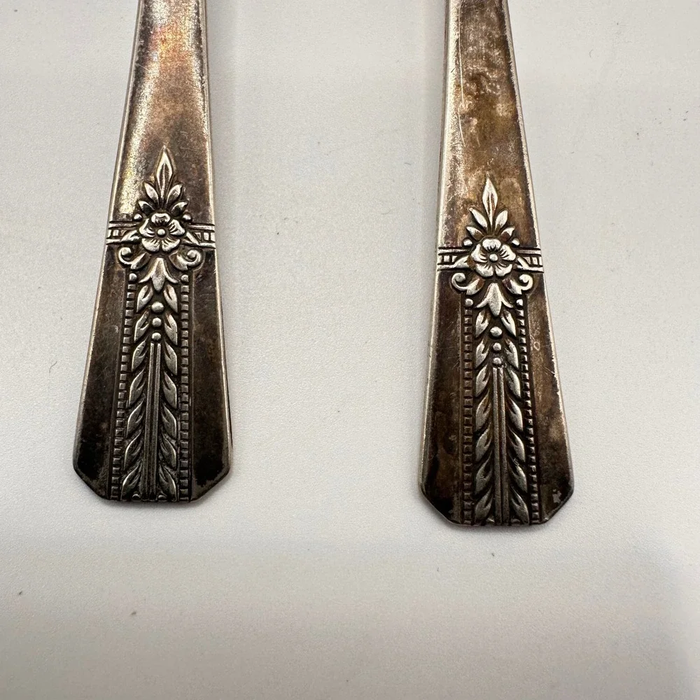 Vintage Vernon Silver Plate Spoons Set‎ of 2 Romford Art Deco Flatware demitasse